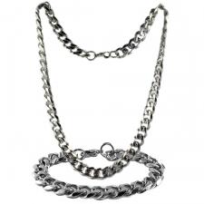 Stainless Steel Curb Link Chain & Bracelet Set 